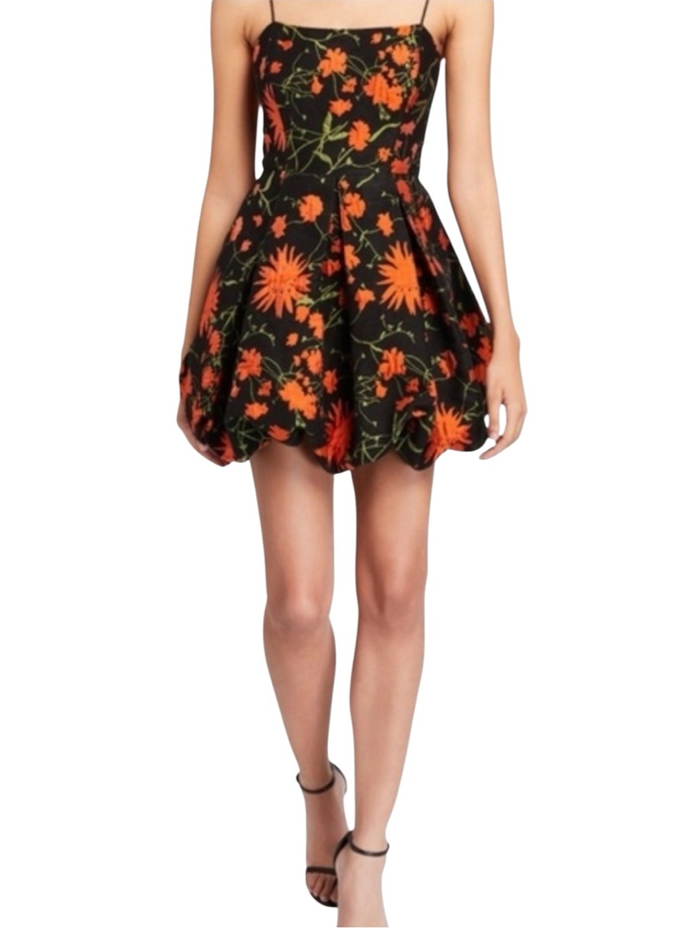 Saylor Maureen Black Floral Balloon Mini Cocktail Dress Size Small